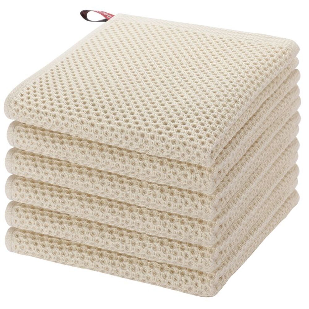 6Pcs Kitchen Dish Cloths Waffle Weave Absorbent Kitchen Towels Set Beige